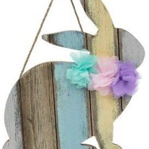 Pastel Sitting Easter Bunny Wood Wall Decoration Spring Decor